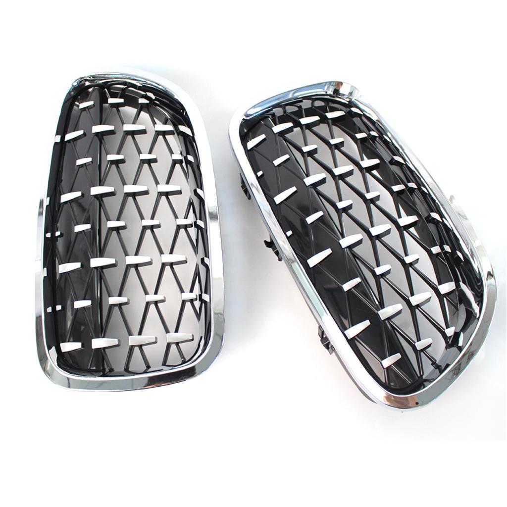 2PCS Car Front Bumper Grills Diamond Style Kidney Grilles Racing Grill For BMW 5 Series F10 F11 F18 M5 528i 530i 535i