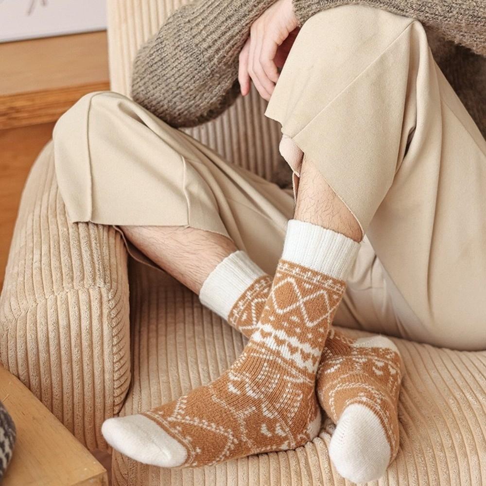 Ethnic Style Mid-tube Socks Warm Calf Socks New Winter Socks  Autumn Winter