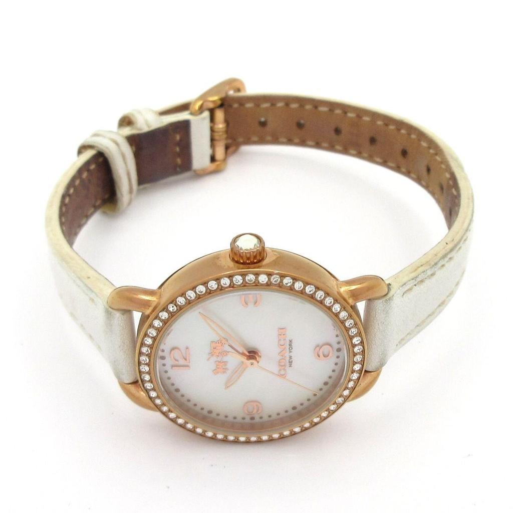Used COACH Watch - CA97.7.34.1162S Ladies Rhinestone Bezel White Shell