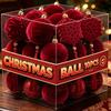 1/10x Burgundy Christmas Ball Elegant Tassel Hanging Ornament Flocked Christmas Ball Pendant Snowflake Shape Party Decoration