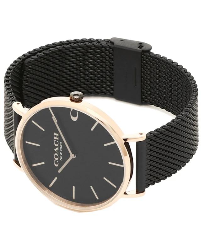 Coach Charles Black Ion Dial Black Mesh Bracelet Watch for Men - 14602470