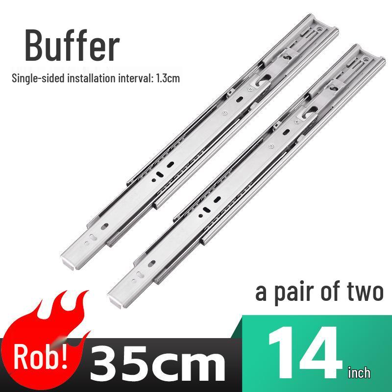 Stainless Steel Soft-Close Drawer Slides: Three-Section, Self-Opening, Silent Runners