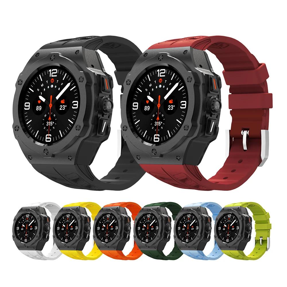 Kit de Modificação de Metal de Luxo para Samsung Galaxy Watch Ultra 47mm Caixa de Carbono Pulseira de Borracha Acessório DIY para Galaxy Watch 7 Ultra