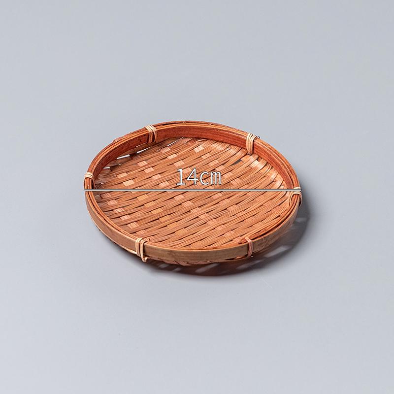 Плетеная из бамбука ретро корзина для закусок и тарелка для пикника и хранения