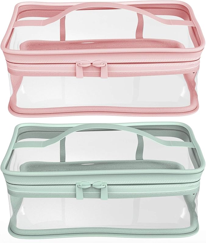 

Travel Essential Waterproof Makeup Bag2Packaged Pink and Green Two-tone Large Capacity PortablePVCZipper Storage Magic Tool розовый зеленый