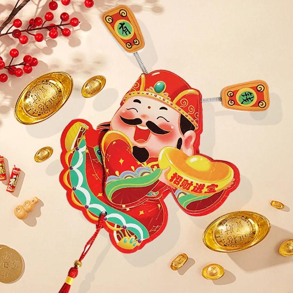 Cute Chinese God of Wealth Fridge Magnets Traditional Snake Year Hanging Pendent  Home