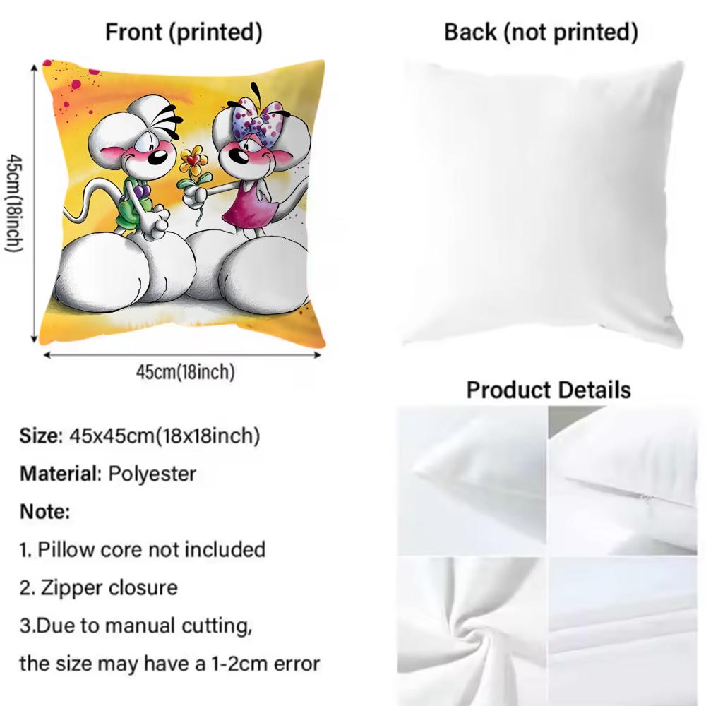 Klassischer Cartoon-Charakter Diddl Kissenbezug Weich & Leicht zu Waschen – Vielseitig für Sofa, Bett, Reise und Büro