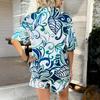 Women Fashion Casual Vacation Printed Short Sleeve Shirt And Shorts Set