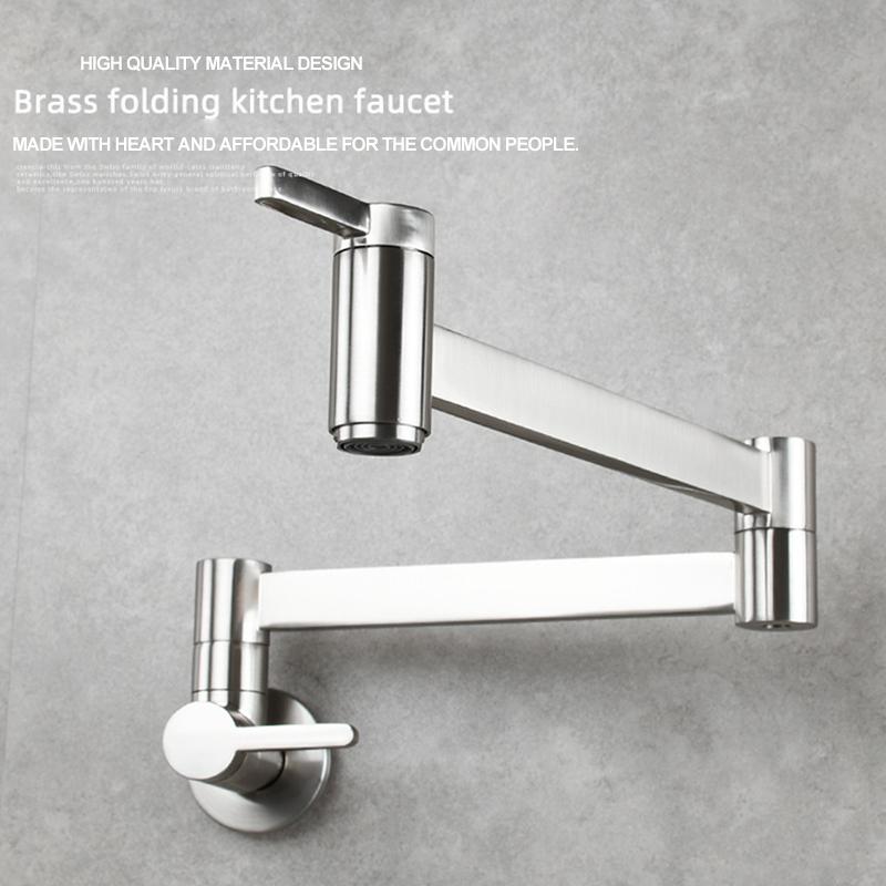 Brass Double Switch Basin Faucet Kitchen In-Wall Foldable Single Cold Tap Mop Sink Extension Pot Filler Faucet Gold Black Chrome