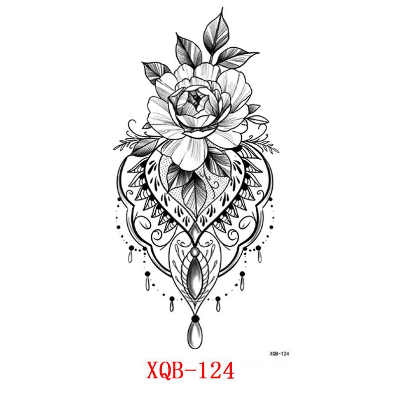 

Маленькі наклейки-татуювання на всю руку, Квіткові літери, Наклейки-татуювання з тваринами, Чорні наклейки-татуювання 114*210mm