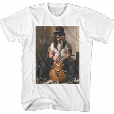 Slash Slash On Amp Bianca Maglietta da Adulto 100% Cotone T-shirt da Uomo Top