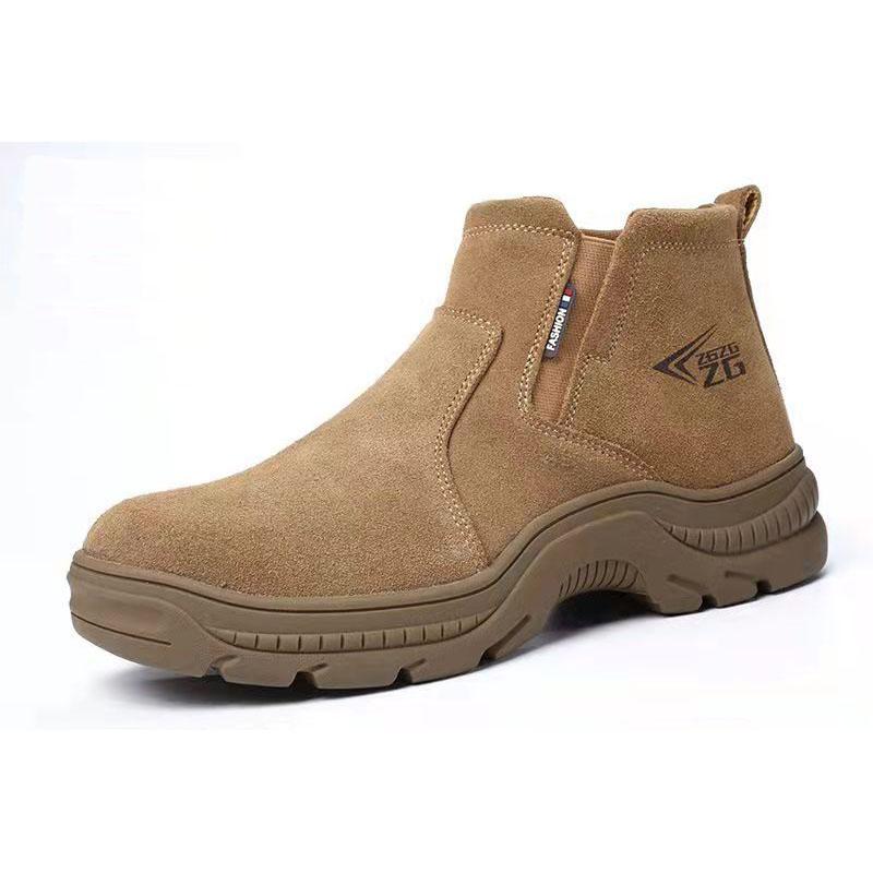 large size men fashion steel toe caps work safety boots cow suede leather welding shoes worker platform safe boot security botas