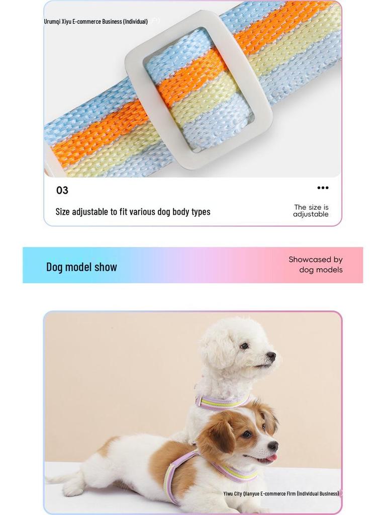 Breathable Color Block Harness & Leash for Small/Medium Dogs - Teddy, Shiba Inu