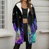 Women's Christmas Printed Fashionable Loose Zipper Fleece Hoodie Jacket