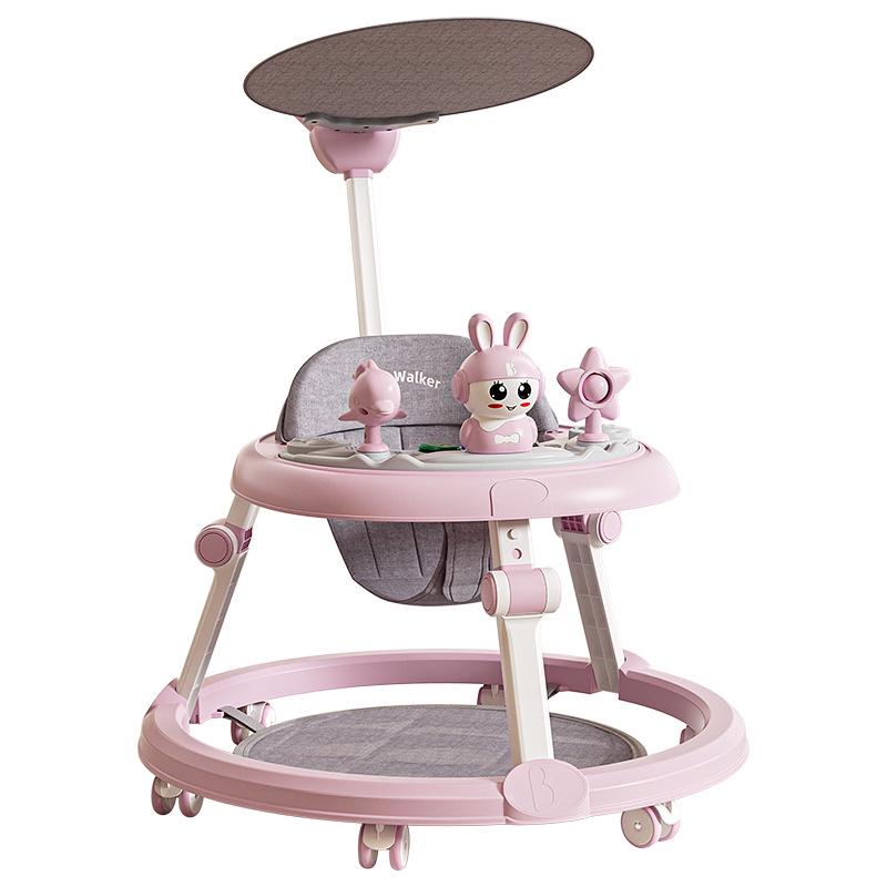 Multifunctional Baby Walker with Music, Lightweight & Foldable for 6-18 Months, Anti-Rollover Design