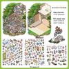 PaperMorePET Querformat Aufkleber: Cartoon-Miniaturhaus-Collage für Kinder