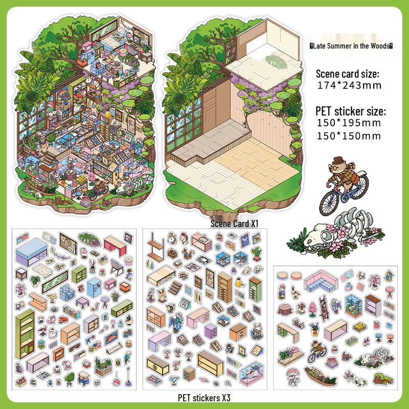 

PaperMore Серия «Маленький уголок» 9-я: ПЭТ+Белая Картонная Наклейка 2.5D Extra Large Пейзажи , 4 Листа.