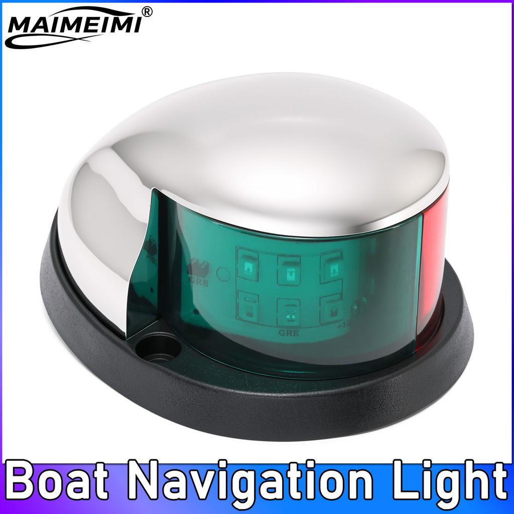 QC 1pc Bow LED Navigation Sailing Light LED Navigation Sailing Light Marine Boat Plastic Red+Green W/Chrome Housing