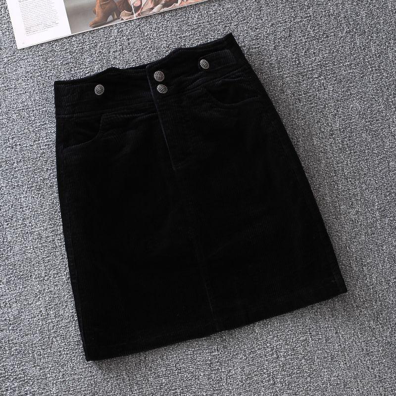 Corduroy High Waist A-Line Pencil Skirt for Women - Versatile Spring/Autumn 2025 Fashion