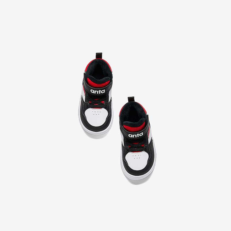Anta Kids Trendy Comfortable Lightweight Shock Absorbing Warm Mid-Top Walking Shoes Baby Shoes White Black A12440060-1