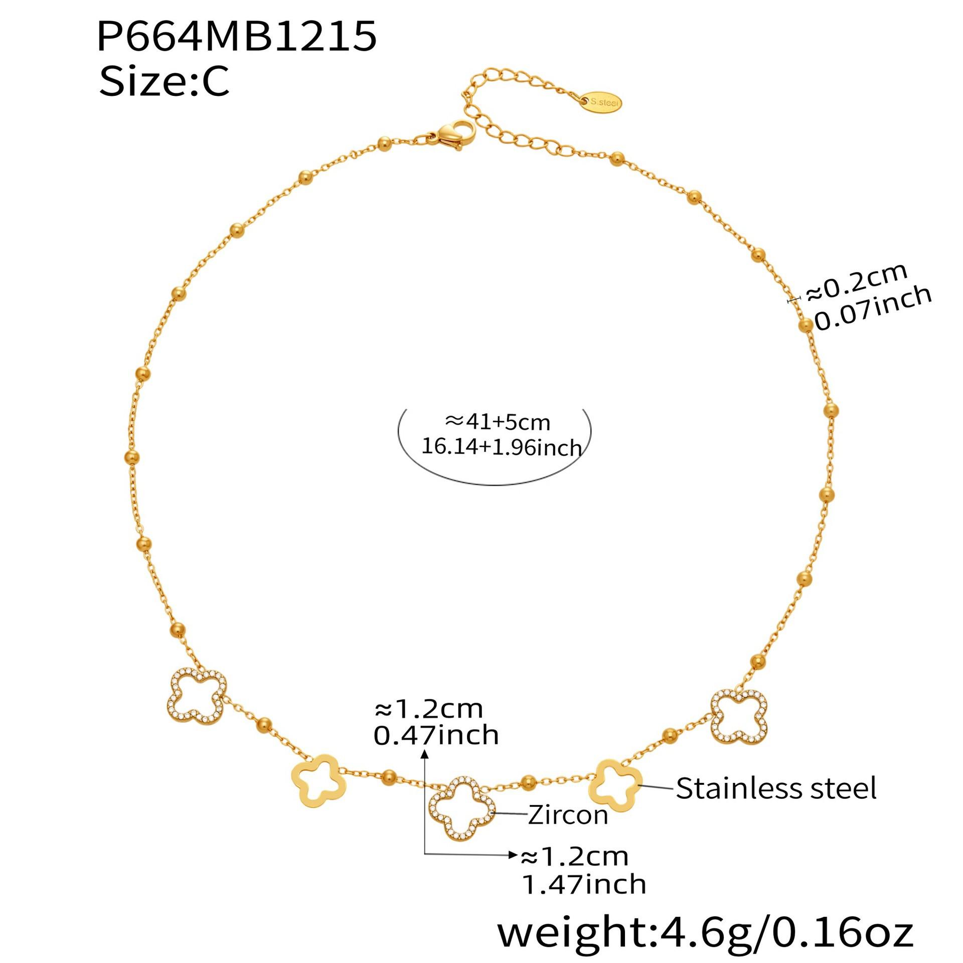 Позолоченная нержавеющая сталь Четырехлистный клевер Алмазная кисточка Ключица Свитерная цепочка для женщин