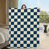 Mode Verdrehte Blöcke weiß blau Orange Flanell warm Komfort weiche Plüschdecke für Sofa Wohnzimmer Büro Schlafzimmer Reise Geschenk