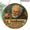 2D Flat - 1pc Round Aluminum Sign, Vintage Aluminum Plaque about "Happiness", French Humor Decorative Sign, Suitable for Decorating Living Room
