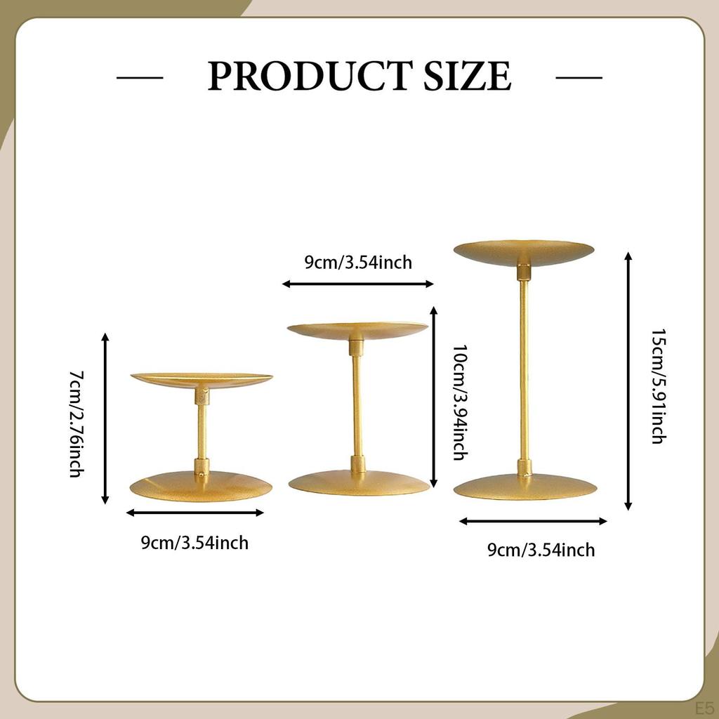 3 Pieces Candle Holder Iron Vintage Stand Decorative Handmade Non-Slip for Dining Room Living