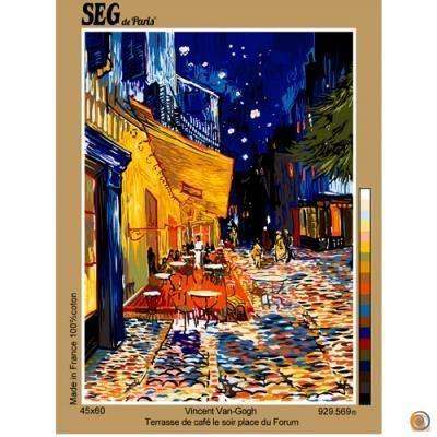 Canevas - Vintage - Terrasse de café - 45x60cm - Noir - Décoration murale - Intérieur