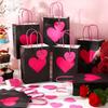 10/12pcs Red Heart Kraft Kraft Paper Gift Bags Handheld Candy Packaging Bag  Wedding Party