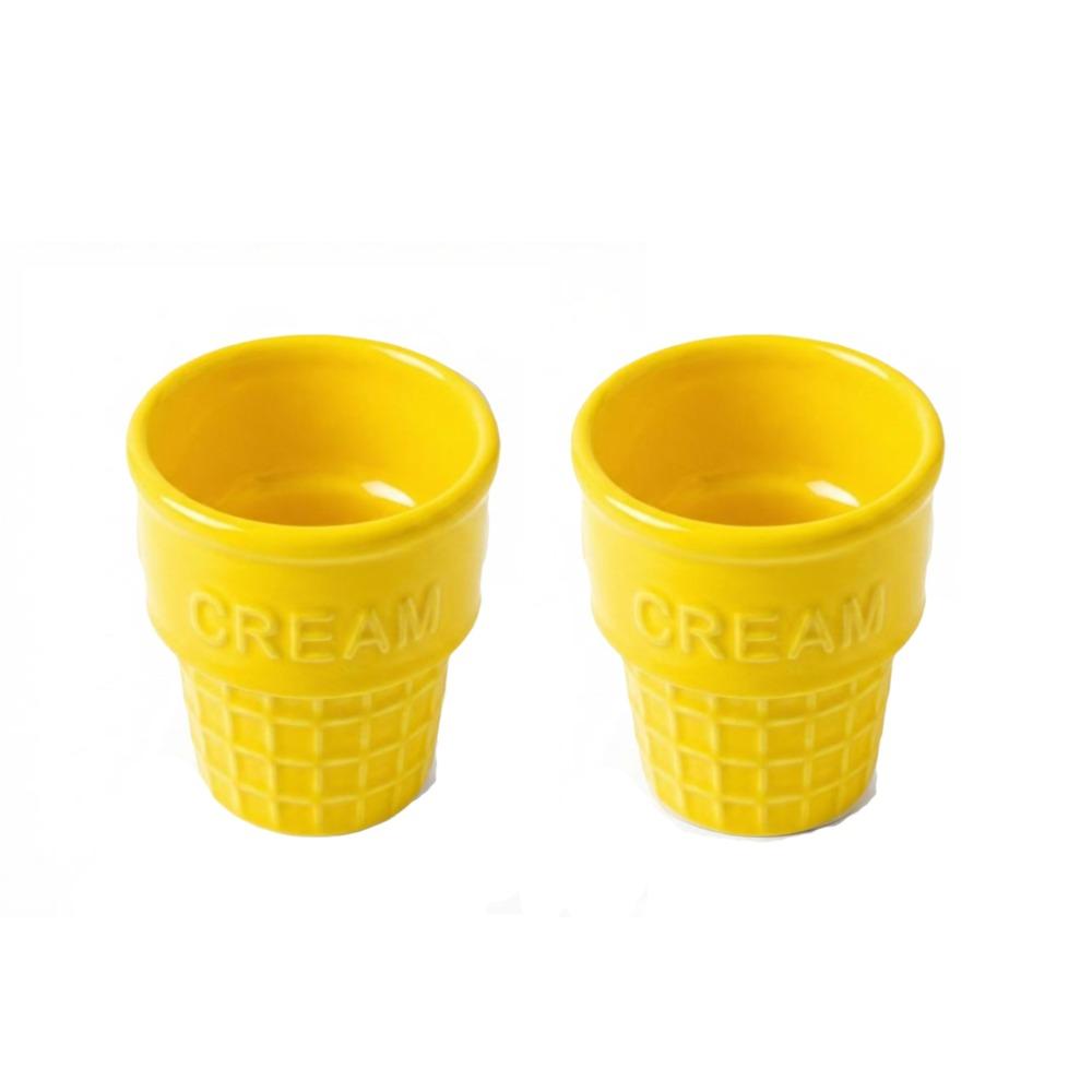 Nordic Style Coffee Cup Glazed Dessert Mug Lightweight Pudding Cup  Party жёлтый