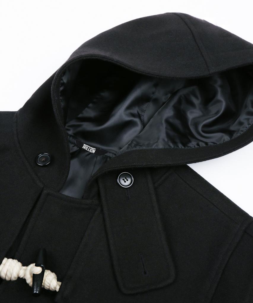 Trillion Unisex Balmacaan Duffle Short Coat (Black)