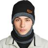 Outdoor Sports Beanie Scarf Set Fleece Lined Knitted Winter Warm Hat Thick Ear Protection For Skiing Cold Weather Activities
