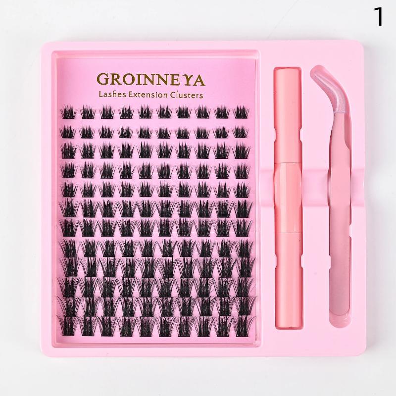 Single Cluster Diy Lash Extension Kit Natural Volume Includes Eyelash Tweezers Bonding Glue For Salon-Quality Results At Home
