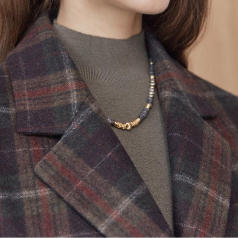 Maxza Multi Check Wool Blend Crop Jacket  Wine  Cd02qj300on