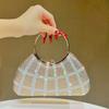 2025 Luxury Shiny Rhinestone Evening Clutch Bag High End Trendy Full Diamond Metal Handle Handbag Women Wedding Dinner Dress Bag