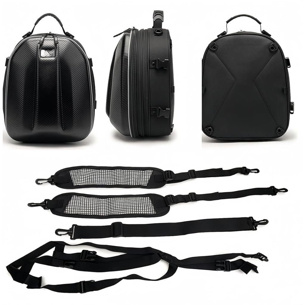 Yubbuio Motorcycle Seat Bag, Carbon Fiber, Expandable Function, Waterproof, Durable, Backpack with Lock, Built-In