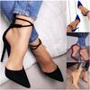 Elegant Women Fashion Suede High Heeled Sandals With Pointed Toe And Bandage Design