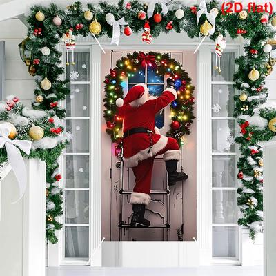 Drapeau à Suspendre de Noël Bannière de Porte Père Noël Décoration de Noël Pour la Maison 2025 Ornement de Noël Navidad Natal Cadeau de Nouvel An 2026
