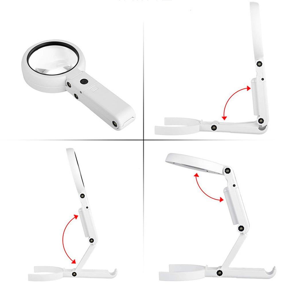 5/11X Magnifying Glass Non Slip Table Lamp Hand Held 8 LED Stand Repair Simple
