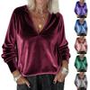 Women's  Color Casual Fashion Pullover With Gold Velvet Top