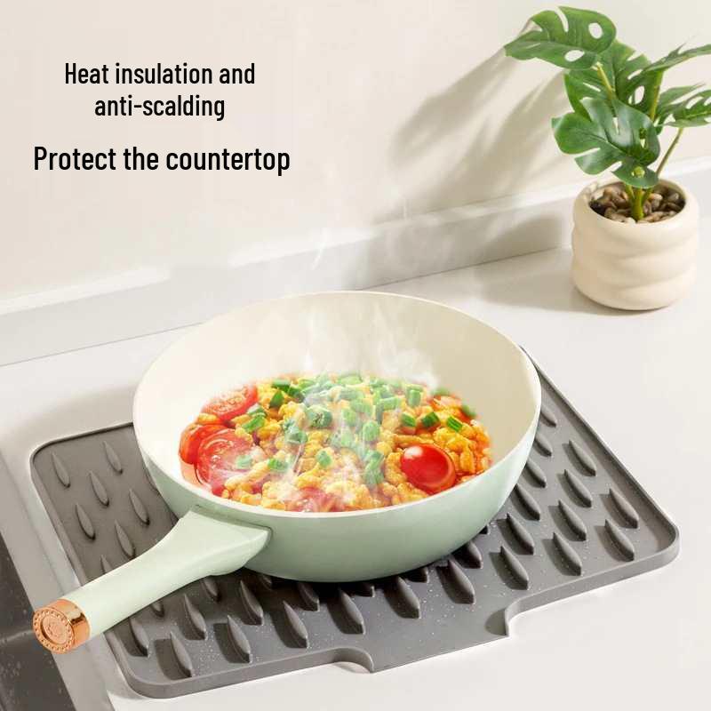 Tapete Drenante e Resistente ao Calor de Silicone para Bancada: Anti-Escaldante, Espessado, Antiderrapante, Multiuso para Cozinha.