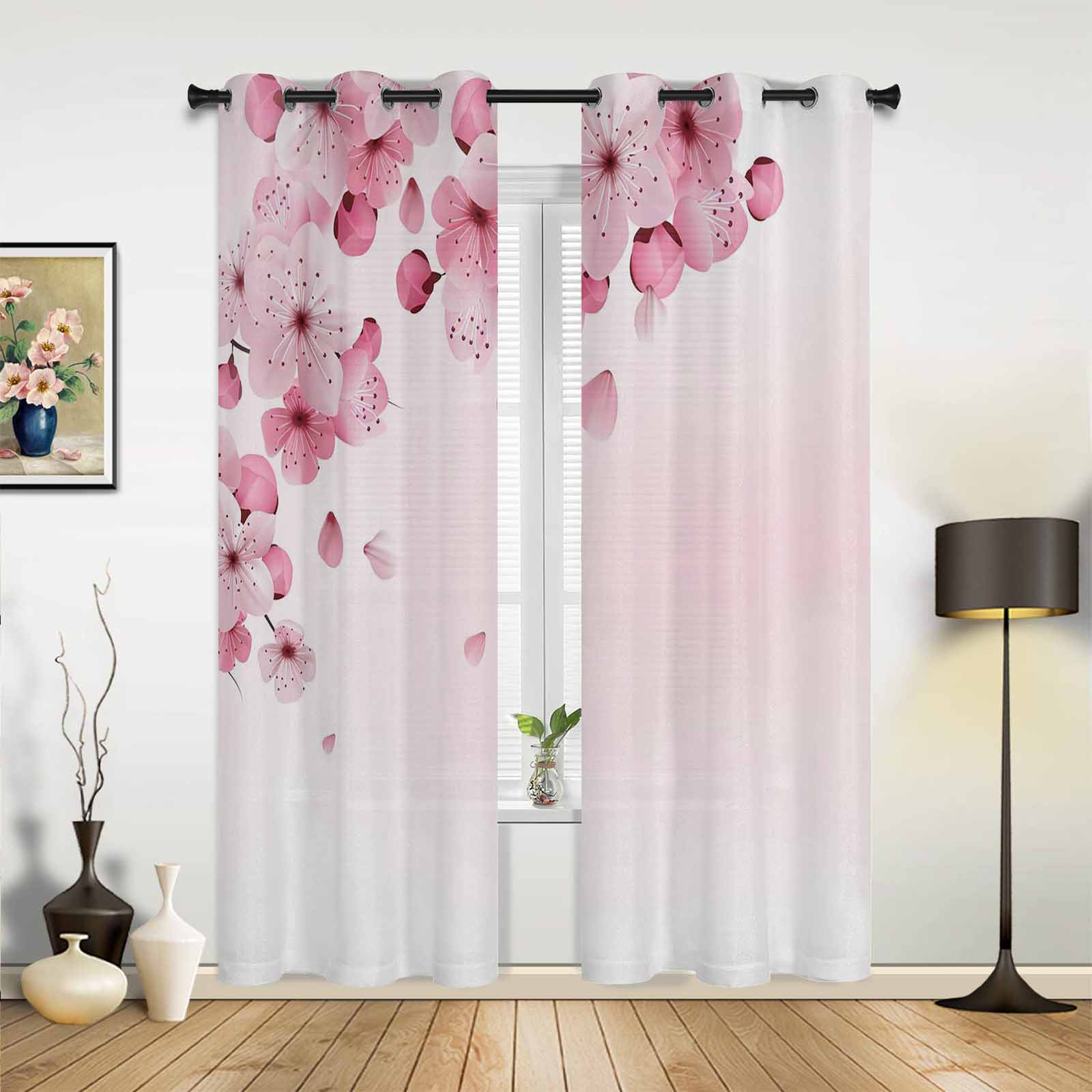 

Весенние лепестки вишни, розовые оконные шторы для гостиной, домашние оконные жалюзи, шторы для кухни, спальни, домашние шторы 135W x 245H(cm)