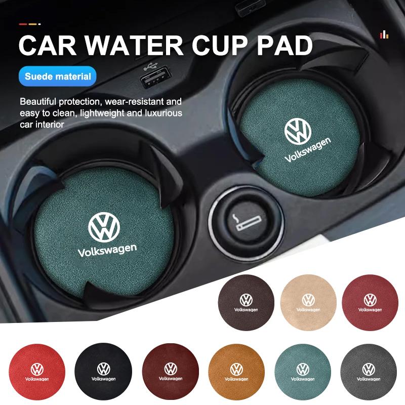 2pcs Car Suede Coaster Water Cup Holder Drink Pad Auto Interior Accessories For Volkswagen VW Jetta Golf Beetle CC EOS GTI zr4