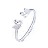 Bracciale a forma di cigno con diamanti intarsiati in argento S990, bracciale a forma di anello aperto personalizzato con zirconi europei e americani, bracciale alla moda da donna