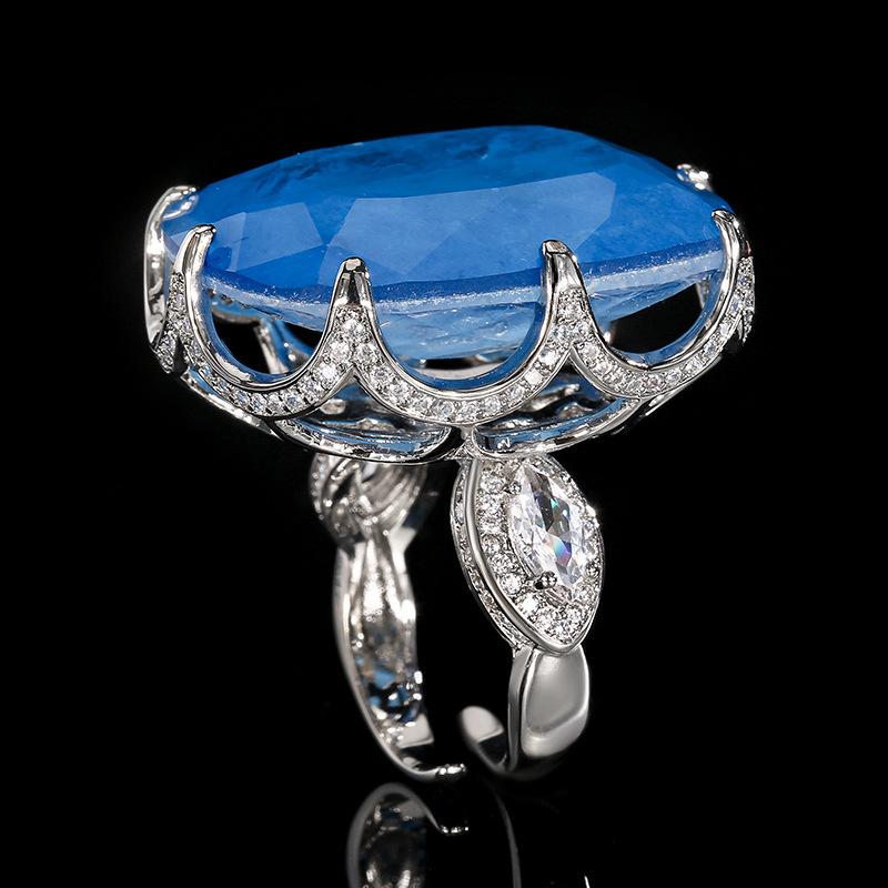 

Jewelry Set Necklace Pendant Ring Colorful Gemstone Large Style Fashionable Women s High-end Banquet