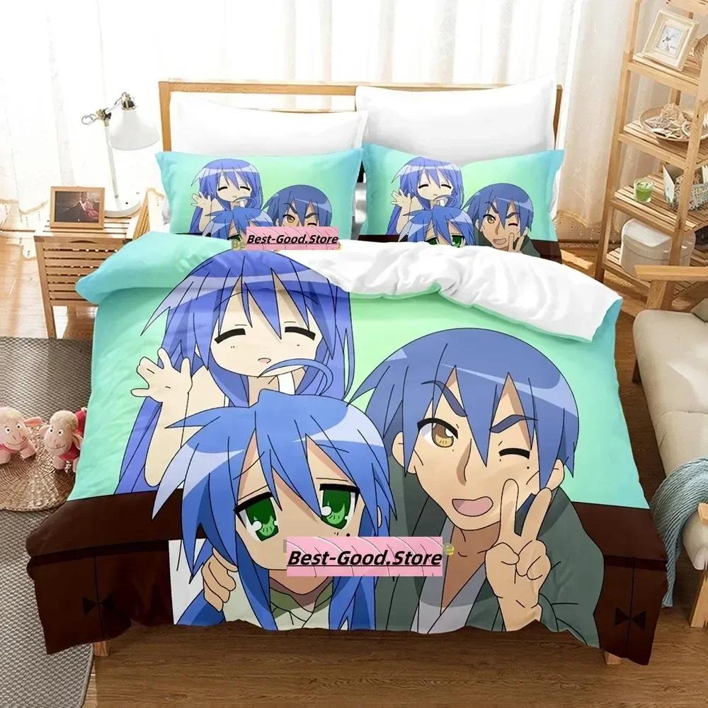 Lucky Star Konata Bedding Set Single Twin Full Queen King Size Bed Set Adult Kid Bedroom Duvetcover Sets 3D Anime Bed Sheet Set