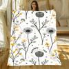 1pc 1pcs Warm Premium Flannel Blanket Suitable for All-Season Cozy Bedspread, Soft Yellow & Gray Botanical Wildflower Throw, Contemporary Bedspread Fo
