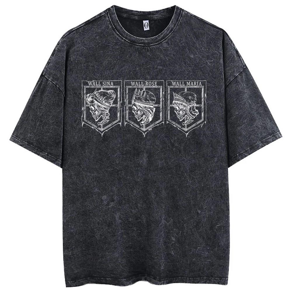Mens Attack on Titan Anime TShirt Oversized Cotton Tee Streetwear Hip Hop