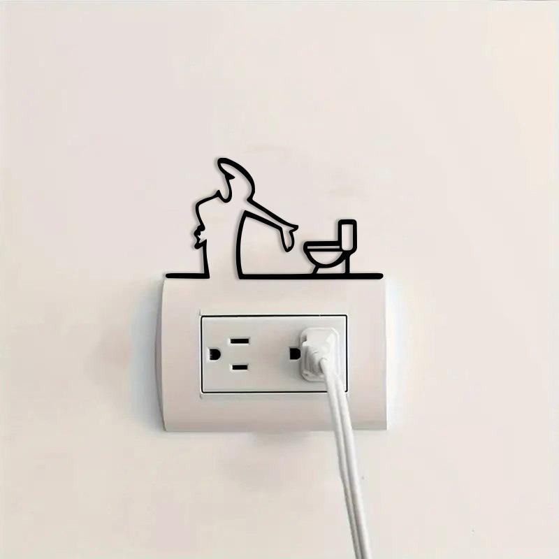 Toilet Cartoon Stickers, Toilet Door Corner Decoration, Self-Adhesive Toilet Signs, Black Frame Home Bathroom Decoration